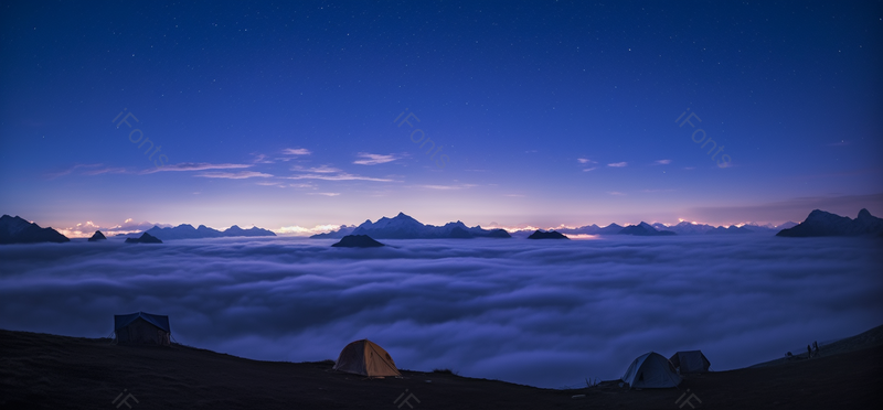 牛背山蓝色的星空和山峰上的帐篷,高清,摄影图,摄影图片,图片大全,摄影图免费下载